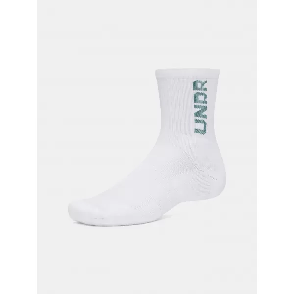  Nogavice UNDER ARMOUR UA 3-MAKER 3PK MID-CREW 1373084-106 BELA 