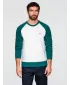 Moški pulover OMBRE OM-SSNZ-0239 SMETANA IN TEMNO ZELENA