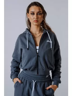 Pulover s kapuco na zadrgo POWER 895 SIVA Nebbia