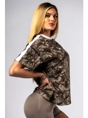 Majica sproščenega kroja POWER 894 SVETLO RJAVA CAMO Nebbia