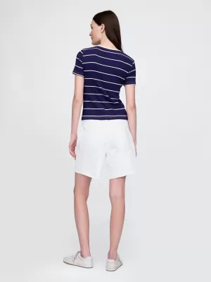 Ženska majica s kratkimi rokavi GAP LOGO MODAL RIBBED ABBREVIATED TEE 637782-04 MORNARSKI TRAK