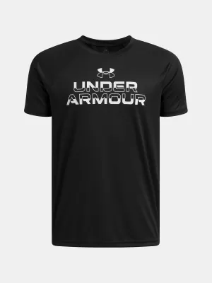 Fantovska majica s kratkimi rokavi UNDER ARMOUR UA TECH SPLIT WORDMARK SS 1383010-004 ČRNA