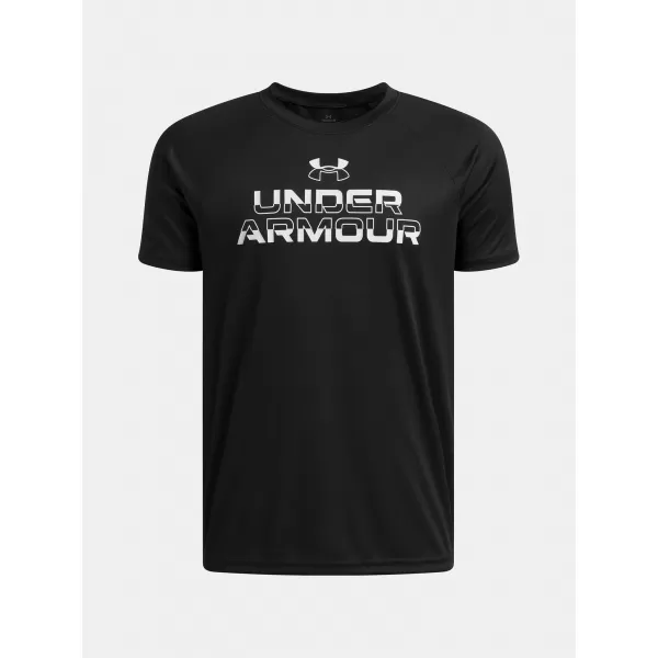  Fantovska majica s kratkimi rokavi UNDER ARMOUR UA TECH SPLIT WORDMARK SS 1383010-004 ČRNA 