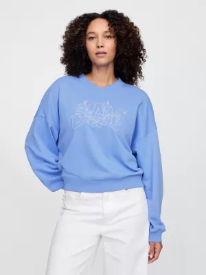 Ženski pulover GAP LOGO WEDGE NECK SWEATSHIRT 714869-02 SRAJCA MODRA