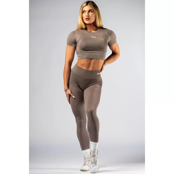  Brezšiven crop top s kratkimi rokavi POWER 891 SVETLO RJAV PEPEL Nebbia 