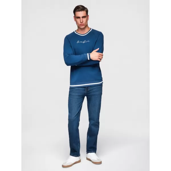  Moški pulover OMBRE OM-SSNZ-0244 TEMNO MODRA 