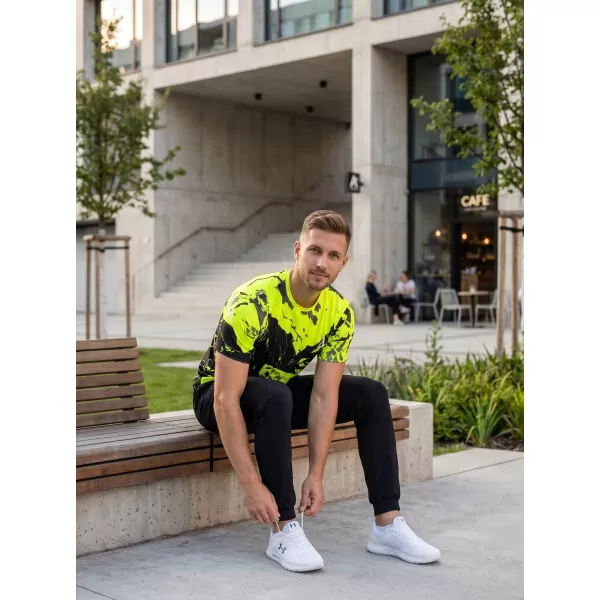  Moška vrhunska majica s kratkimi rokavi ALTISPORT VOJ/ALM131TR01 FLUO RUMENA/ČRNA 