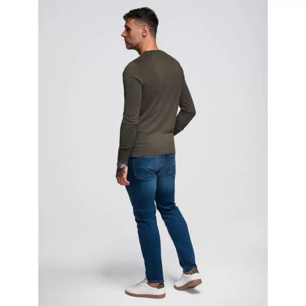  Moški pulover OMBRE OM-SWBS-0106 OLIVNI MELANGE 