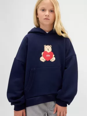 Otroški pulover GAP LOGO HOODIE PULLOVER 847141-01 MORNARIŠKA UNIFORMA