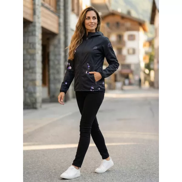  Ženska vrhunska softshell jakna ALTISPORT VOJ/ALW077JACK01 ČRNA/VIJOLIČNA 