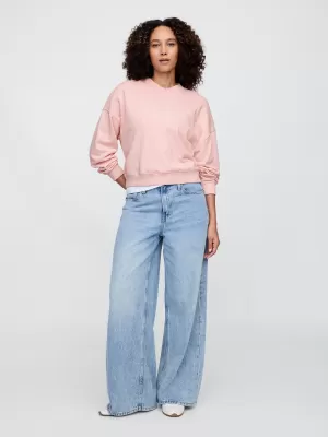 Ženski pulover GAP LOGO WEDGE NECK SWEATSHIRT 714869-01 MEGLENA VRTNICA