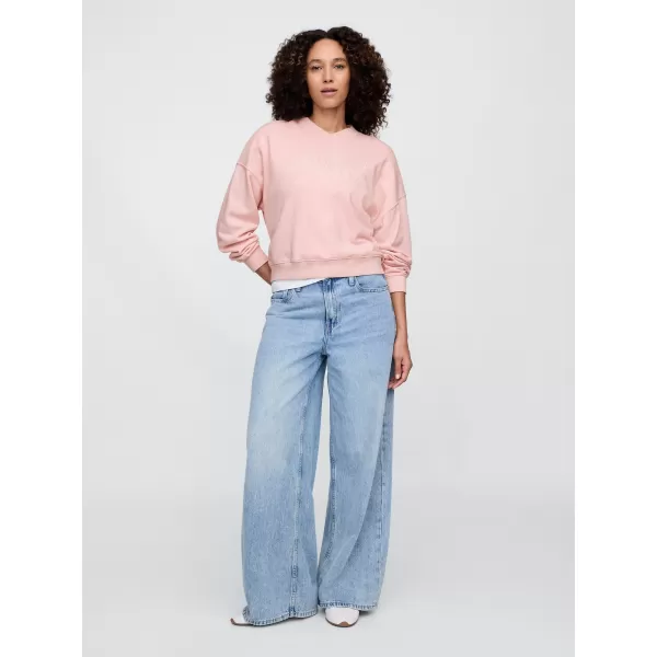  Ženski pulover GAP LOGO WEDGE NECK SWEATSHIRT 714869-01 MEGLENA VRTNICA 