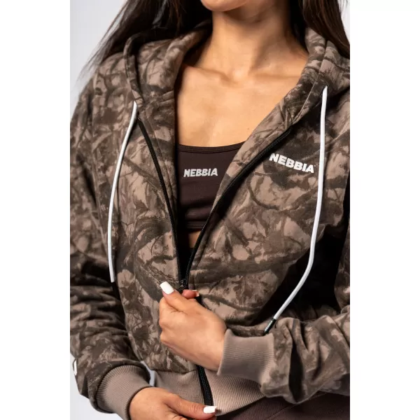  Pulover s kapuco na zadrgo POWER 895 SVETLO RJAV CAMO Nebbia 