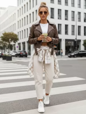 Ženska jakna DSTREET TY5537 RJAVA