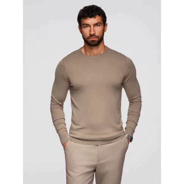  Moški pulover OMBRE OM-SWBS-0106 TEMNO BEŽ 