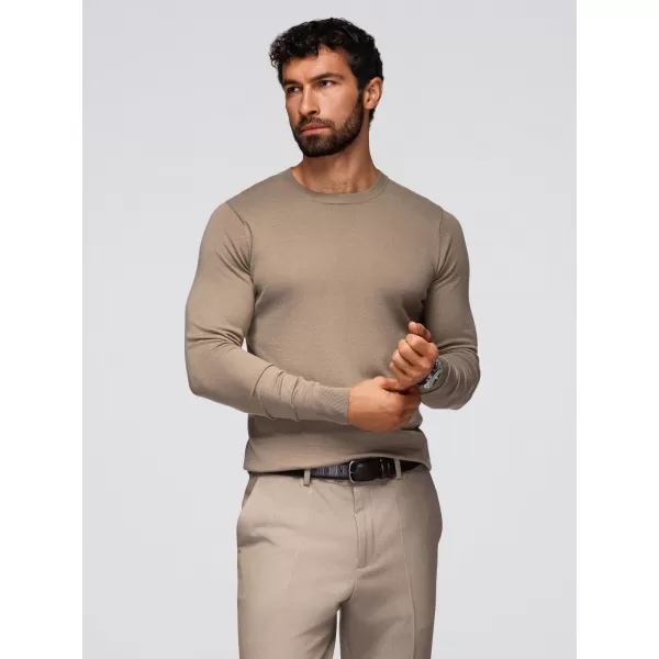  Moški pulover OMBRE OM-SWBS-0106 TEMNO BEŽ 