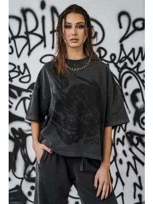 Ženska oversized majica s kratkimi rokavi NEBBIA x Sexsdreams 814 ČRNA