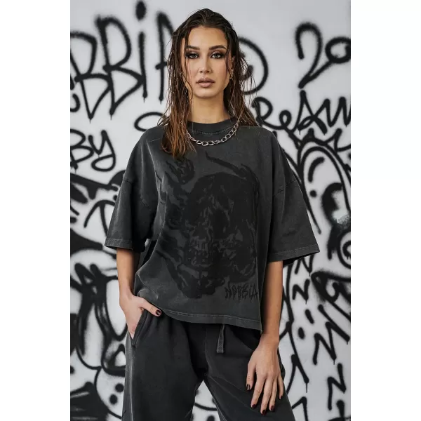  Ženska oversized majica s kratkimi rokavi NEBBIA x Sexsdreams 814 ČRNA 