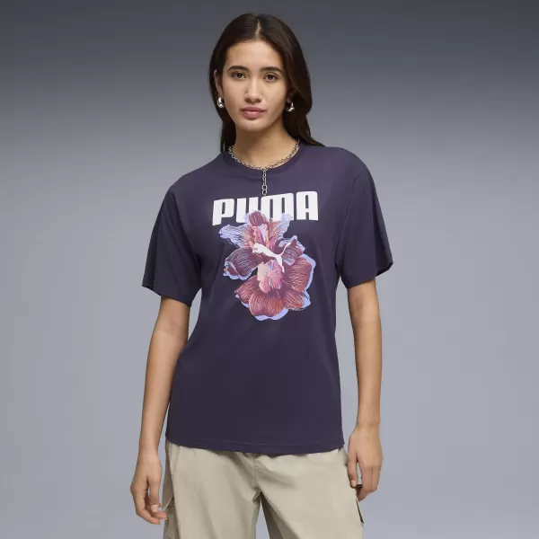  Ženska majica s kratkimi rokavi PUMA GRAPHICS RELAXED TEE BETTER 691908_64 GLOBOKA SLIVA 