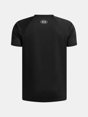 Fantovska majica s kratkimi rokavi UNDER ARMOUR UA TECH SPLIT WORDMARK SS 1383010-004 ČRNA