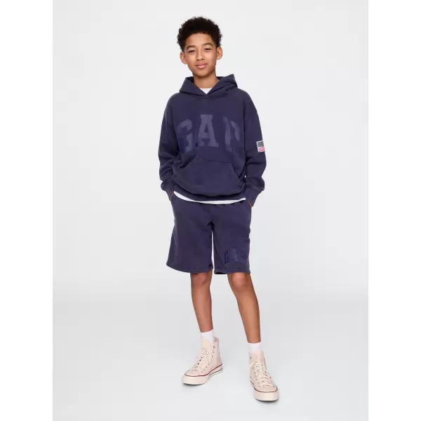  Otroški pulover GAP LOGO PULLOVER HOODIE 782130-00 MORNARIŠKA UNIFORMA 