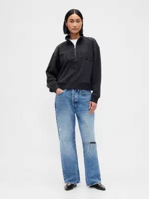 Ženski pulover GAP LOGO HALF ZIP 852841-01 NOČ BREZ MESECA
