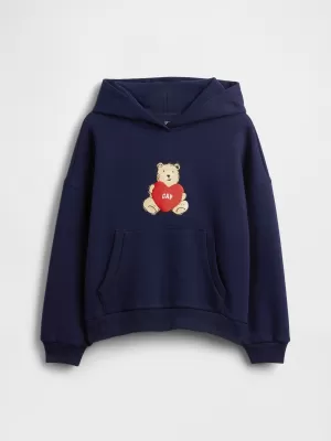 Otroški pulover GAP LOGO HOODIE PULLOVER 847141-01 MORNARIŠKA UNIFORMA
