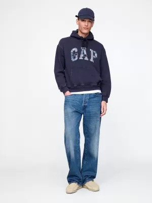 Moški pulover GAP PATCHWORK LOGO PULLOVER HOODIE 745196-00 MORNARIŠKA UNIFORMA