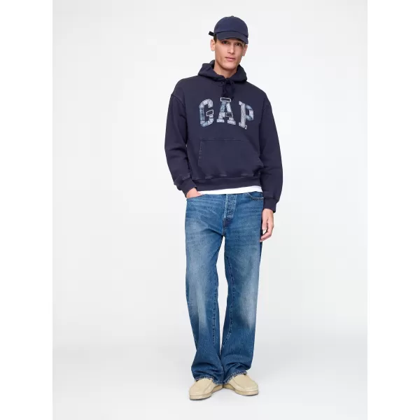  Moški pulover GAP PATCHWORK LOGO PULLOVER HOODIE 745196-00 MORNARIŠKA UNIFORMA 