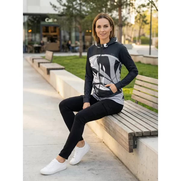  Ženski premium pulover z zadrgo ALTISPORT VOJ/ALW128MI02 ČRNO-BELO 