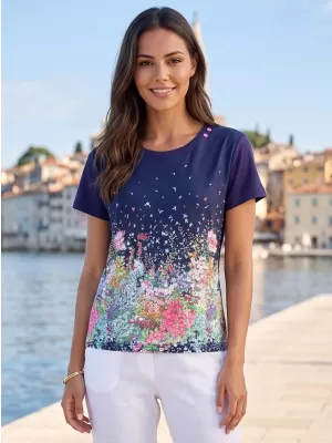 Ženska majica s kratkimi rokavi ALTISPORT HELINA TEMNO MODRA
