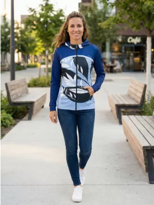 Ženski premium pulover z zadrgo ALTISPORT VOJ/ALW128MI02 MODRA IN BELA