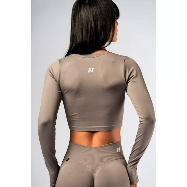  Brezšiven crop top z dolgimi rokavi POWER 892 SVETLO RJAV PEPEL Nebbia 