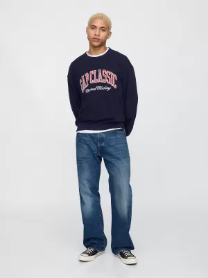 Moški pulover GAP CLASSIC LOGO SWEATSHIRT 744748-01 MORNARIŠKA UNIFORMA