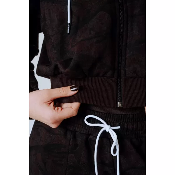  Pulover s kapuco na zadrgo POWER 895 TEMNO RJAV CAMO Nebbia 
