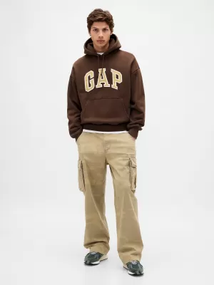 Moški pulover GAP HEAVYWEIGHT LOGO HOODIE PULLOVER 823104-04 TEMNO RJAVA