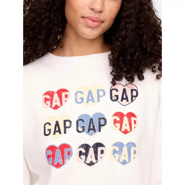  Ženski pulover GAP HERITAGE LOGO WEDGE NECK SWEATSHIRT 744527-00 BELA GRAFIKA SRCA 
