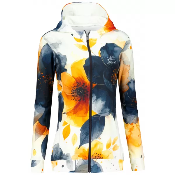  Ženski premium pulover z zadrgo ALTISPORT VOJ/ALW127MI02 ČRNA/ORANŽNA 