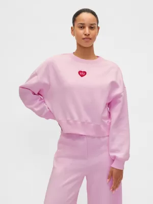 Ženski pulover GAP CREW CROP SWEATSHIRT 852831-02 JEGLIČEVO ROZA