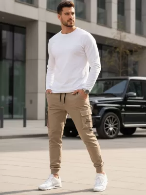 Moške hlače DSTREET UX4163 BEŽ