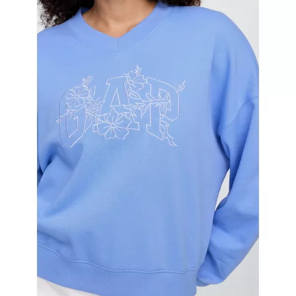  Ženski pulover GAP LOGO WEDGE NECK SWEATSHIRT 714869-02 SRAJCA MODRA 