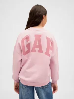 Otroški pulover GAP CREW SWEATSHIRT 847142-01 ČISTO ROZA