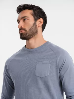 Moška majica s kratkimi rokavi OMBRE OM-LSCL-0109 MODRI DENIM
