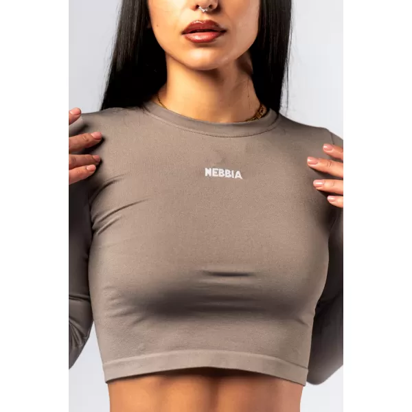  Brezšiven crop top z dolgimi rokavi POWER 892 SVETLO RJAV PEPEL Nebbia 