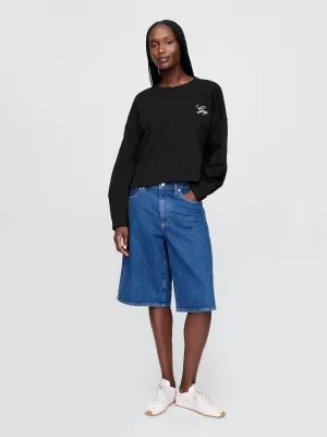 Ženski pulover GAP LOGO HORSESHOE SWEATSHIRT 767368-01 PRAVA ČRNA