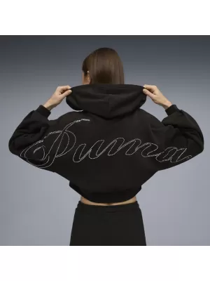 Ženski pulover PUMA ESS GRAPHIC BEDAZZLED HOODIE 635394_01 ČRNA PUMA