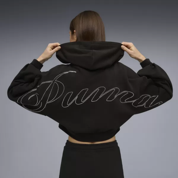  Ženski pulover PUMA ESS GRAPHIC BEDAZZLED HOODIE 635394_01 ČRNA PUMA 