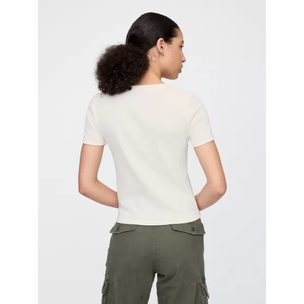  Ženska majica s kratkimi rokavi GAP LOGO MODAL RIBBED ABBREVIATED TEE 637782-02 NOVO UMAZANO BELO 