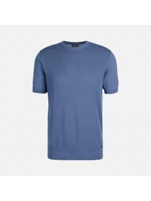 Moška majica s kratkimi rokavi GEOX KNIT G012315 MODRA