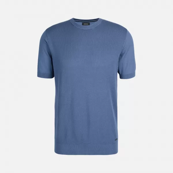  Moška majica s kratkimi rokavi GEOX KNIT G012315 MODRA 